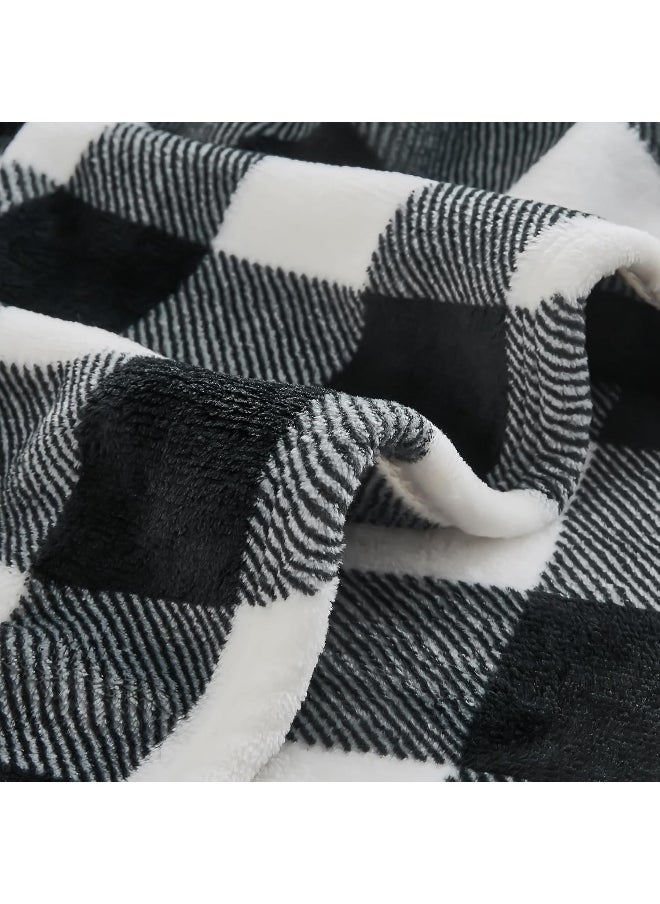BEDELITE Fleece Throw Blanket for Couch Sofa Bed, Buffalo Plaid Decor Black and White Checkered Blanket, Cozy Fuzzy Soft Lightweight Warm Blankets for All Seasons