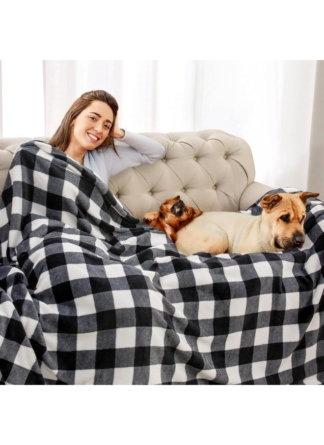BEDELITE Fleece Throw Blanket for Couch Sofa Bed, Buffalo Plaid Decor Black and White Checkered Blanket, Cozy Fuzzy Soft Lightweight Warm Blankets for All Seasons