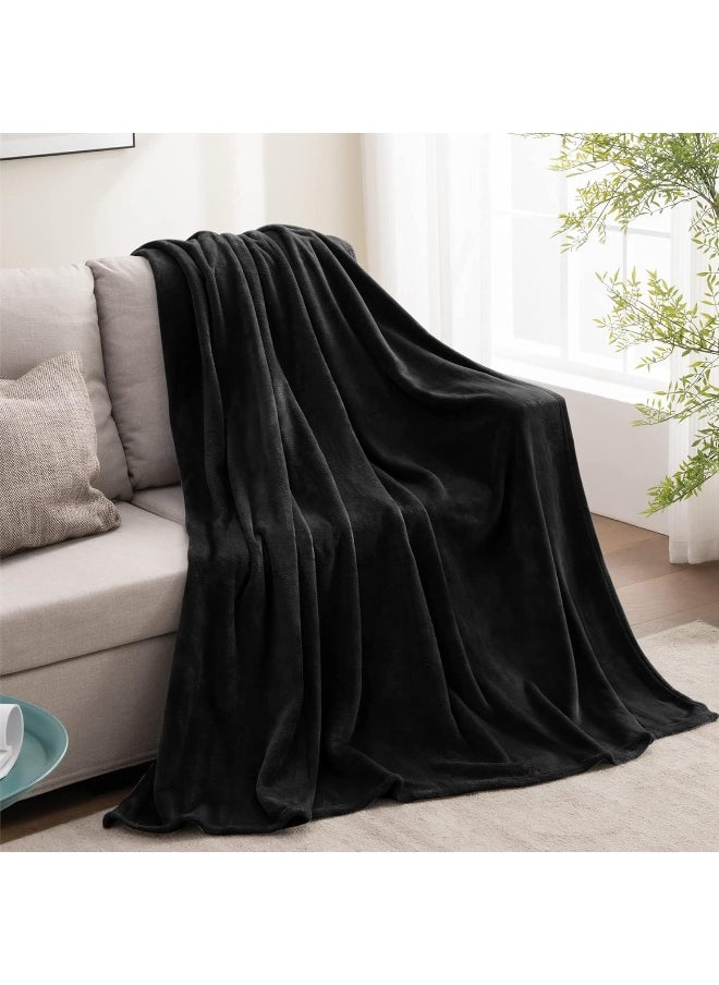 BEDELITE Fleece Blanket Black Throw Blankets for Couch & Bed, Plush Cozy Fuzzy Blanket 50