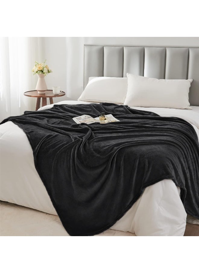 BEDELITE Fleece Blanket Black Throw Blankets for Couch & Bed, Plush Cozy Fuzzy Blanket 50