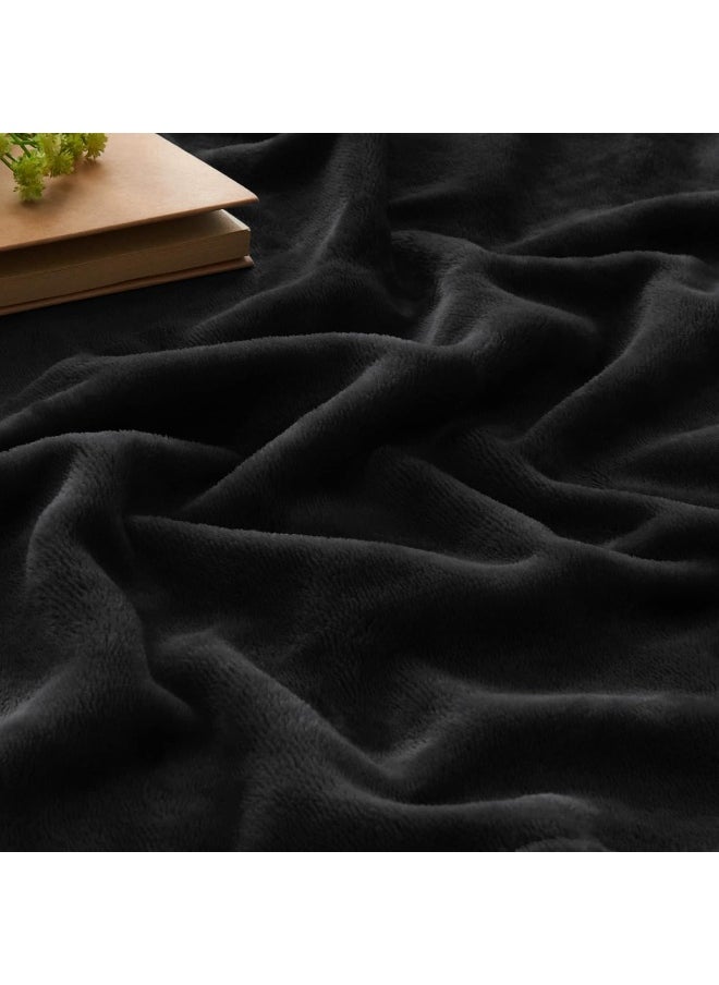 BEDELITE Fleece Blanket Black Throw Blankets for Couch & Bed, Plush Cozy Fuzzy Blanket 50