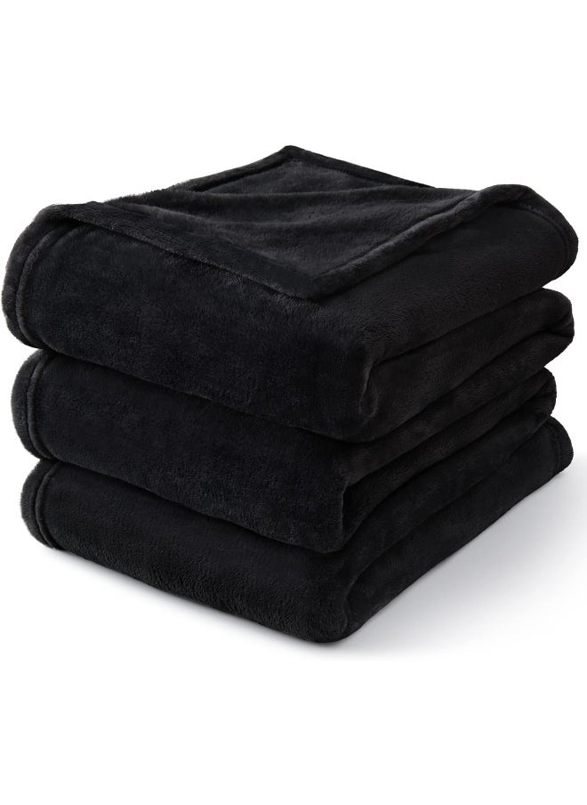 BEDELITE Fleece Blanket Black Throw Blankets for Couch & Bed, Plush Cozy Fuzzy Blanket 50