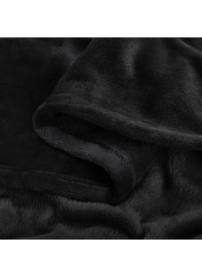 BEDELITE Fleece Blanket Black Throw Blankets for Couch & Bed, Plush Cozy Fuzzy Blanket 50