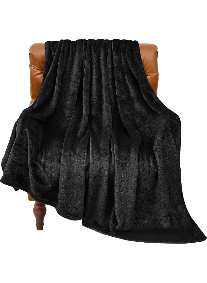 BEDELITE Fleece Blanket Black Throw Blankets for Couch & Bed, Plush Cozy Fuzzy Blanket 50