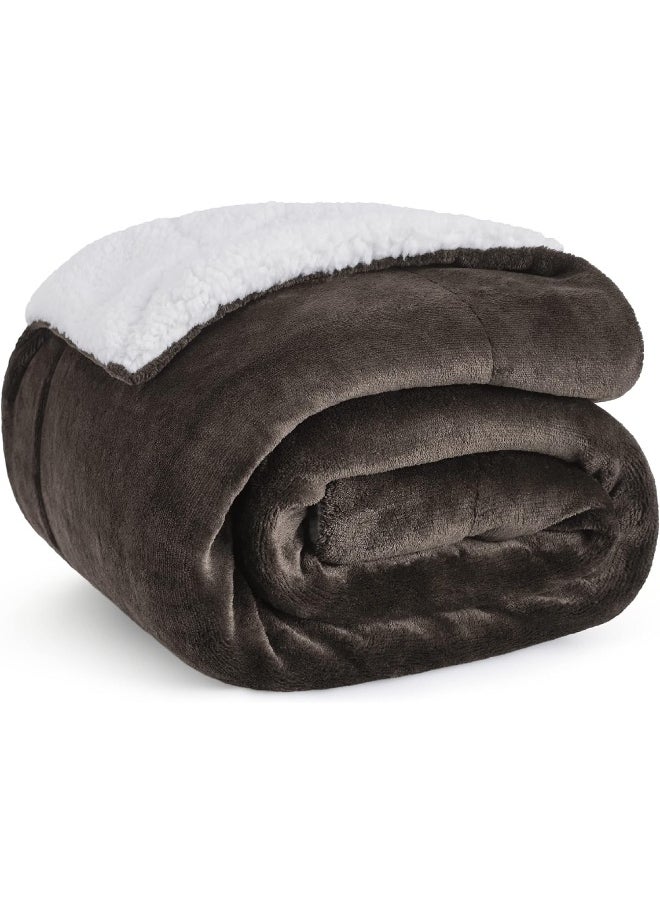 BEDSURE Sherpa Fleece Blanket Throw Size Brown Plush Throw Blanket Fuzzy Soft Blanket Microfiber