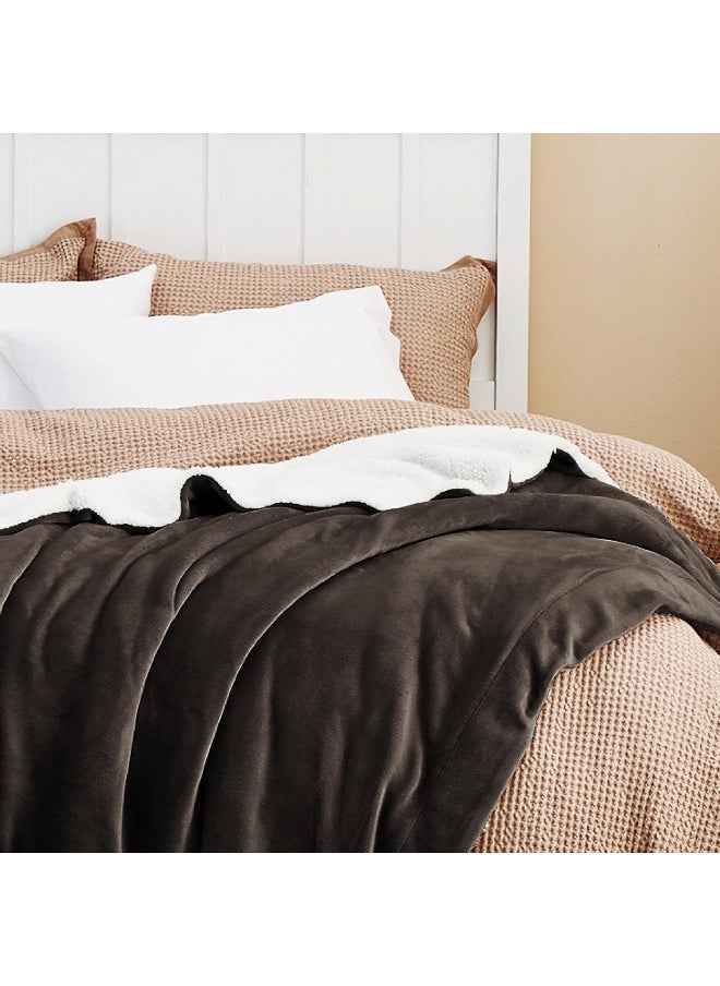 BEDSURE Sherpa Fleece Blanket Throw Size Brown Plush Throw Blanket Fuzzy Soft Blanket Microfiber