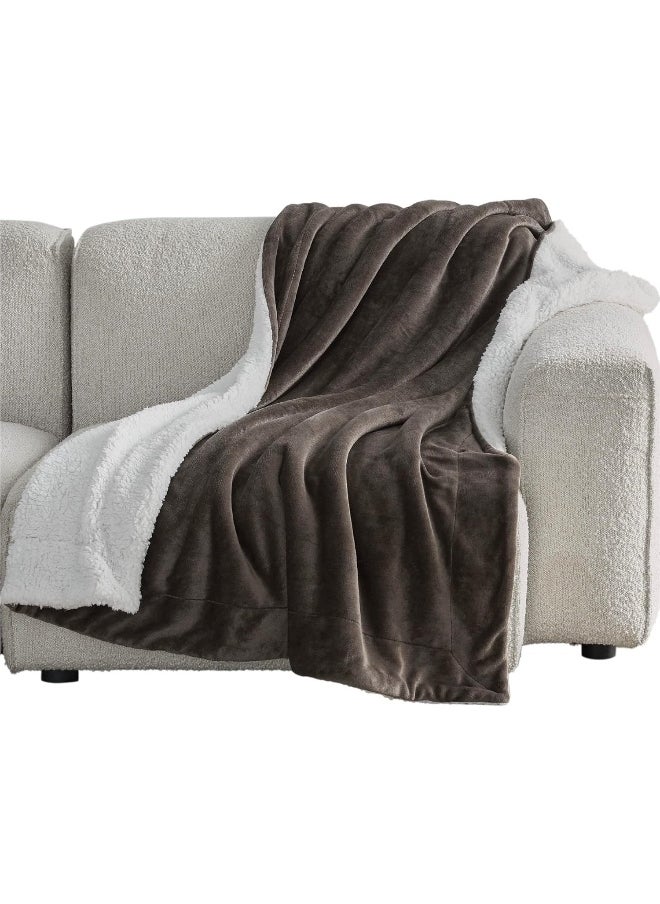 BEDSURE Sherpa Fleece Blanket Throw Size Brown Plush Throw Blanket Fuzzy Soft Blanket Microfiber
