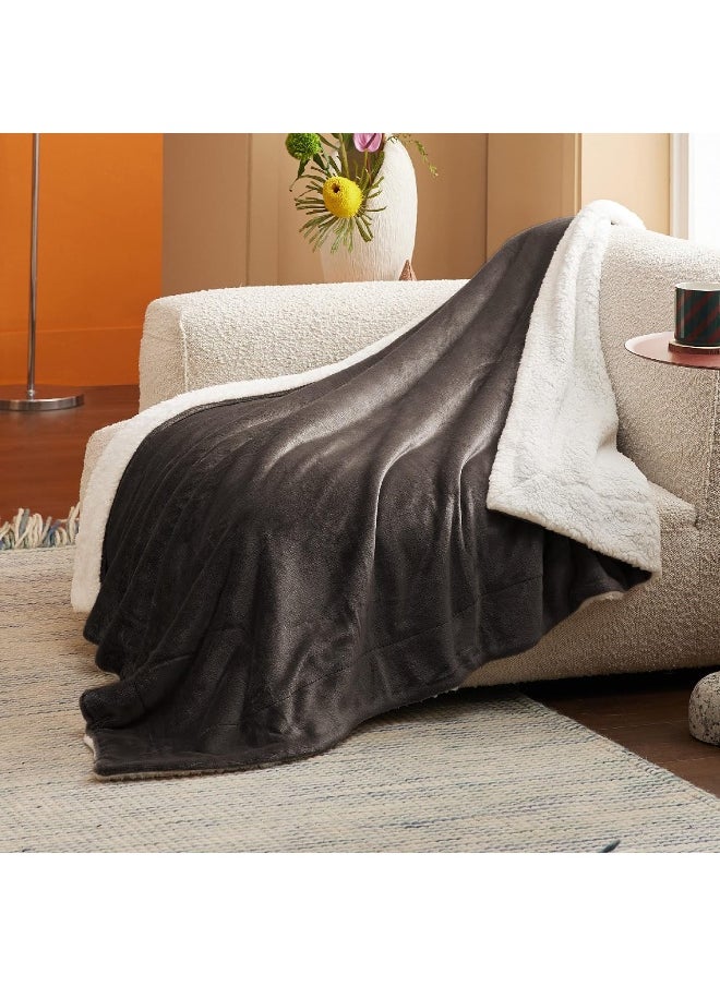 BEDSURE Sherpa Fleece Blanket Throw Size Brown Plush Throw Blanket Fuzzy Soft Blanket Microfiber