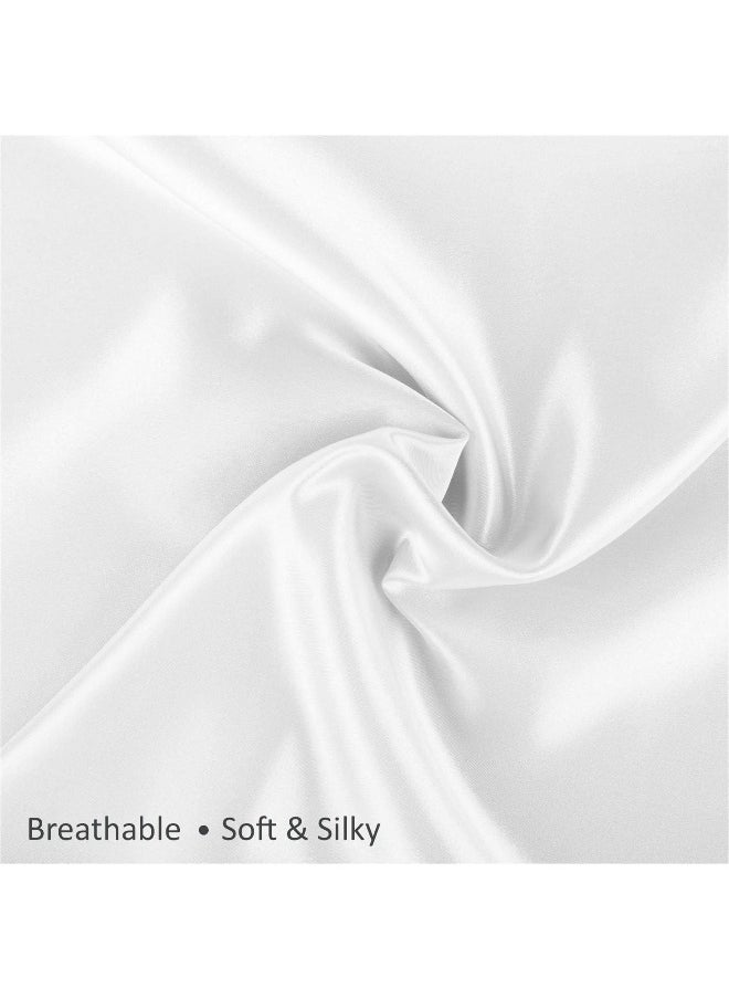 ShopBedding Luxury Satin Pillowcase for Hair – Standard Satin Pillowcase with Zipper, White (Pillowcase Set of 2) – Blissford