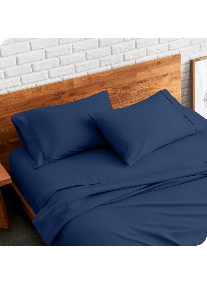 Bare Home Microfiber Pillow Cases - Standard/Queen Size Set of 2 - Cooling Pillowcases - Double Brushed - Dark Blue Pillowcases 2 Pack - Easy Care