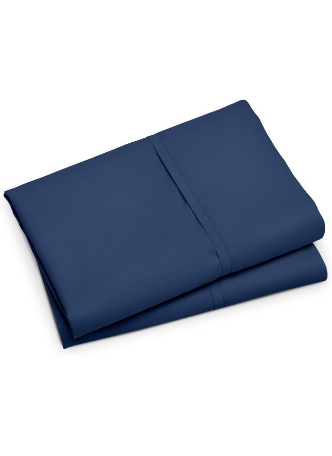 Bare Home Microfiber Pillow Cases - Standard/Queen Size Set of 2 - Cooling Pillowcases - Double Brushed - Dark Blue Pillowcases 2 Pack - Easy Care