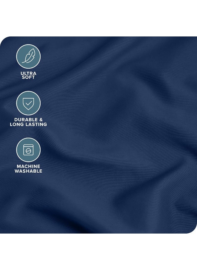 Bare Home Microfiber Pillow Cases - Standard/Queen Size Set of 2 - Cooling Pillowcases - Double Brushed - Dark Blue Pillowcases 2 Pack - Easy Care