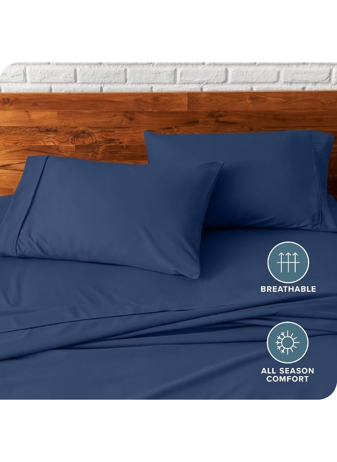 Bare Home Microfiber Pillow Cases - Standard/Queen Size Set of 2 - Cooling Pillowcases - Double Brushed - Dark Blue Pillowcases 2 Pack - Easy Care