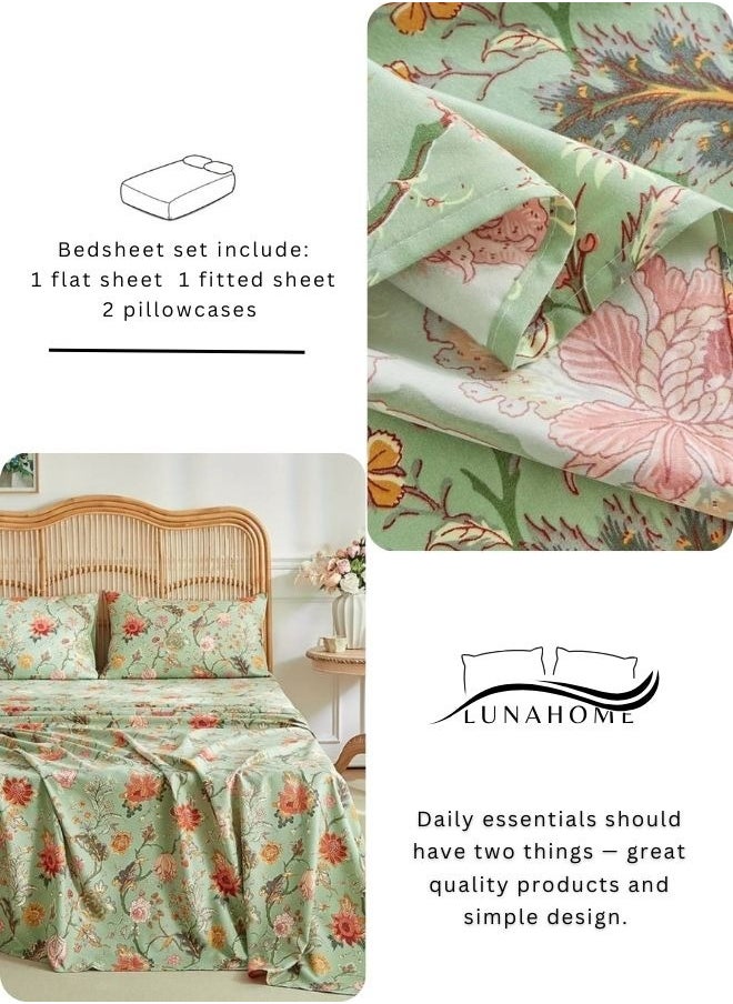 4 Pieces Bedsheet Set, Roses Design with Dark Khaki Color.