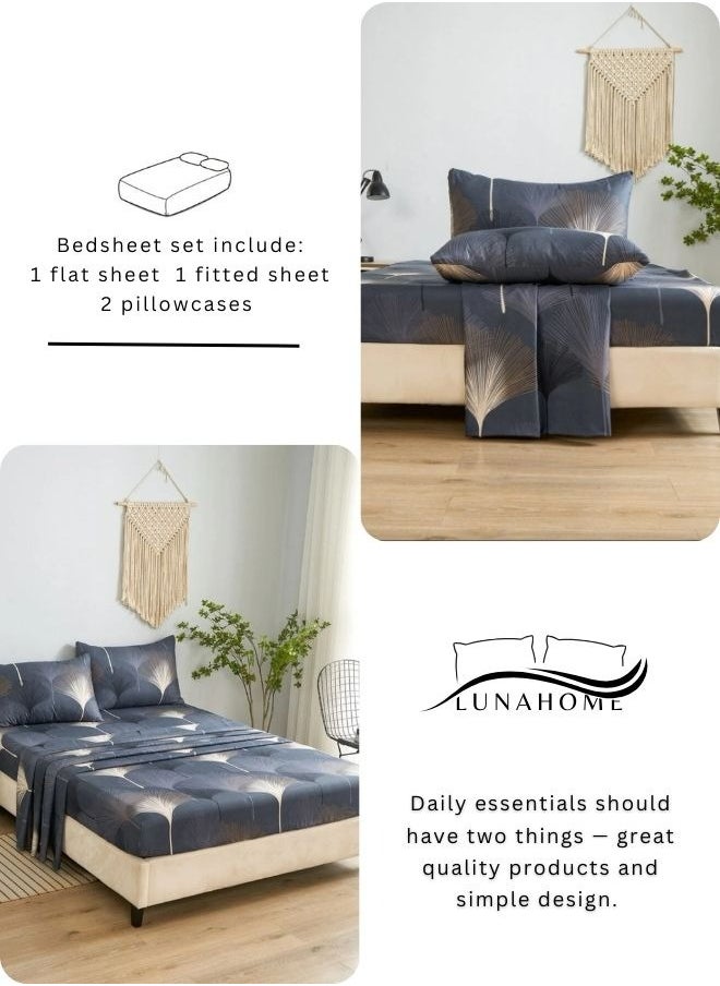 4 Pieces Bedsheet Set, Brown Color.