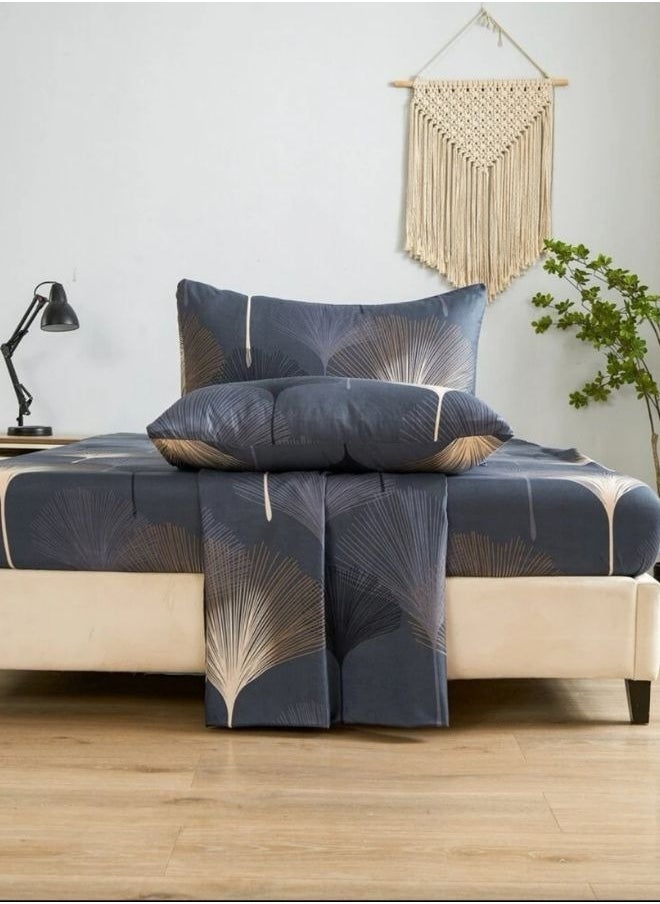 4 Pieces Bedsheet Set, Brown Color.