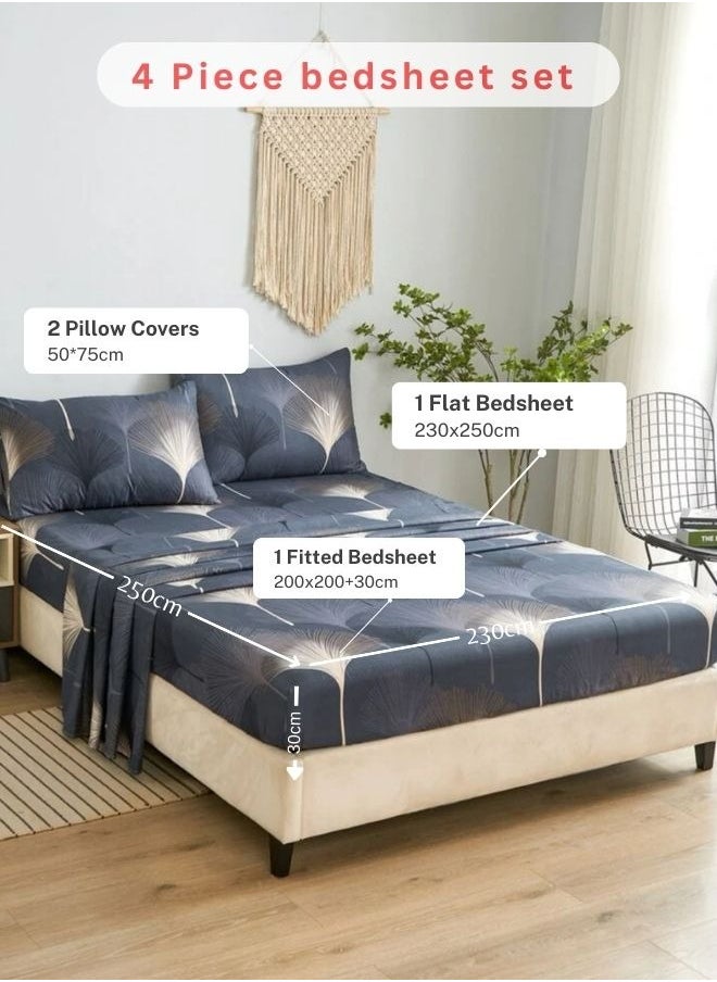 4 Pieces Bedsheet Set, Brown Color.