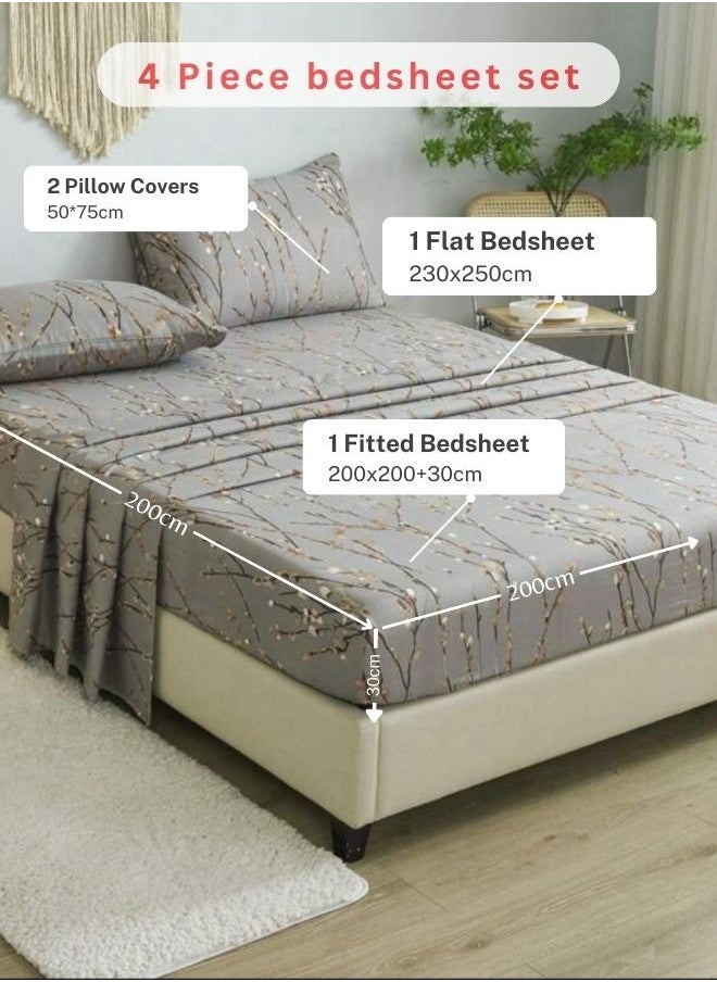 4 Pieces Bedsheet Set, Cherry Blossom.