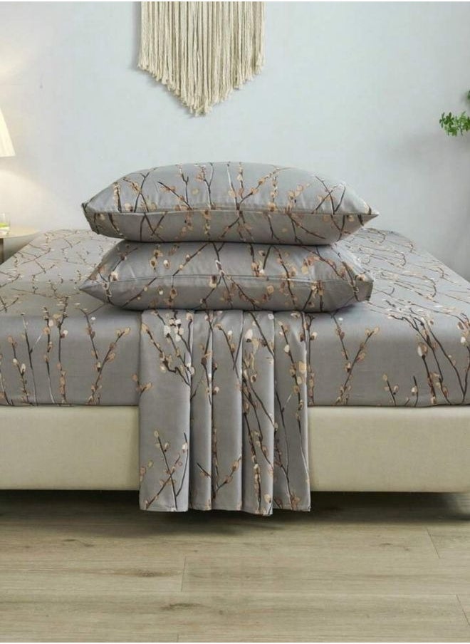 4 Pieces Bedsheet Set, Cherry Blossom.