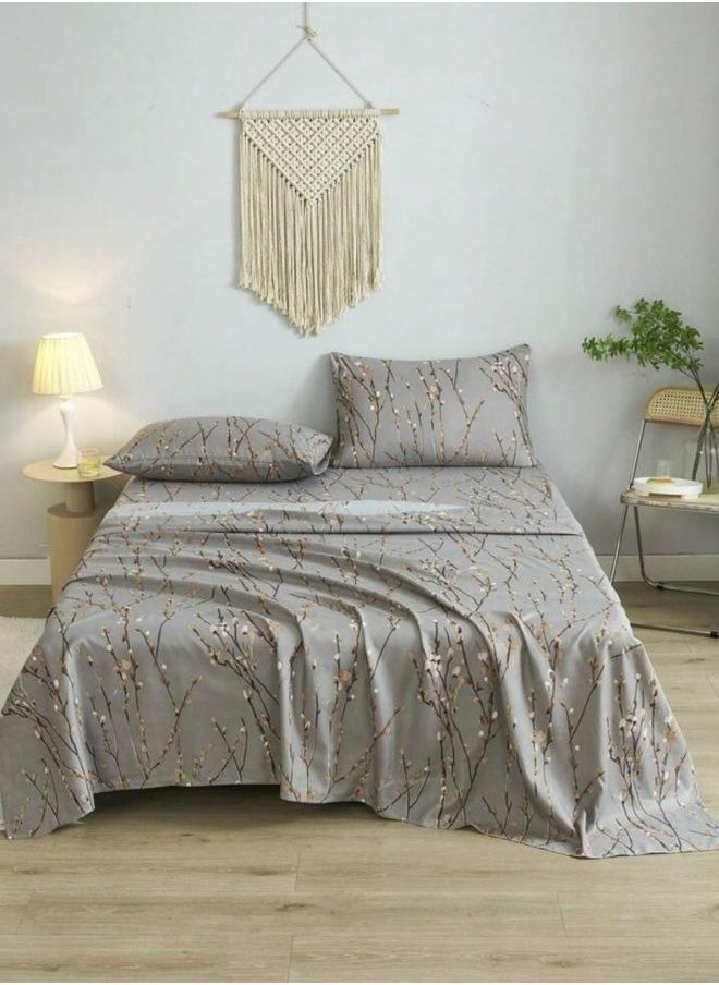 4 Pieces Bedsheet Set, Cherry Blossom.