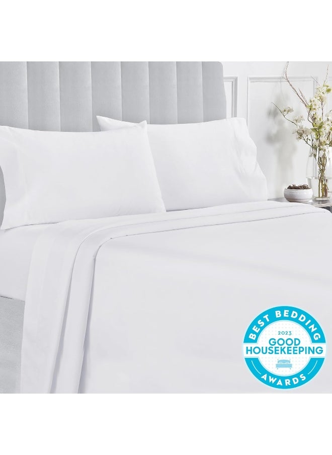 California Design Den King Size Sheets, 100% Cotton Sheets Set, Soft Luxurious 400 Thread Count, 4 Pc Deep Pocket King Sheets & Pillowcase Set (Bright White Sheets)