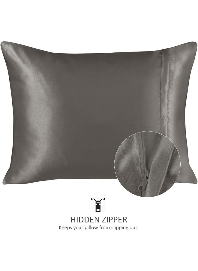 ShopBedding Luxury Satin Pillowcase for Hair – Standard Satin Pillowcase with Zipper, Silver (2 per Pack) – Blissford