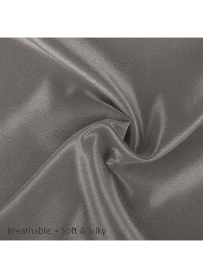 ShopBedding Satin Pillowcase with Zipper, Silver Grey, Queen Size, Set of 2