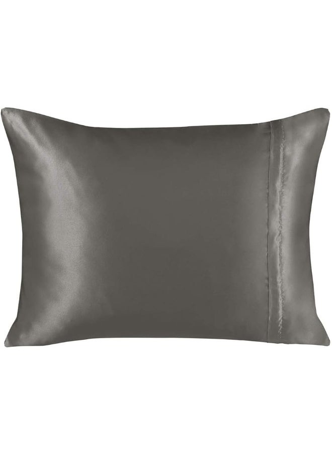 ShopBedding Satin Pillowcase with Zipper, Silver Grey, Queen Size, Set of 2