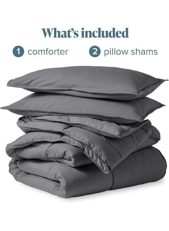 Bare Home Comforter Set - Full/Queen - Goose Down Alternative - Ultra-Soft - Premium 1800 Series - Hypoallergenic - All Season Breathable Warmth (Full/Queen, Grey)
