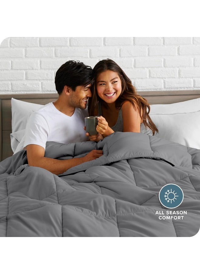 Bare Home Comforter Set - Full/Queen - Goose Down Alternative - Ultra-Soft - Premium 1800 Series - Hypoallergenic - All Season Breathable Warmth (Full/Queen, Grey)