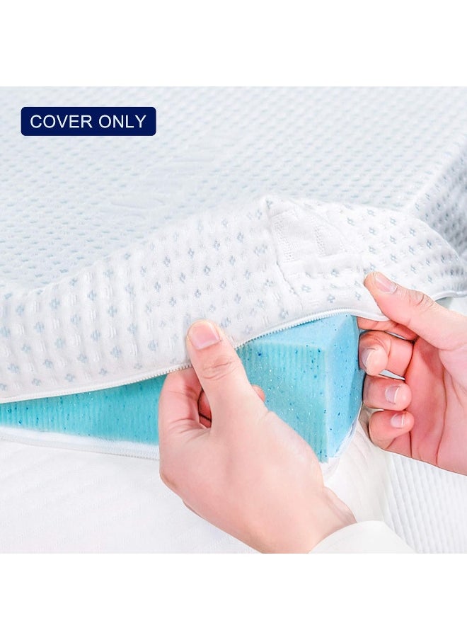 subrtex Inch Inch Bedding Topper Cover Removable Cool Mattress Protectors Washable with Adjustable Straps Anti-Slipping Meshing Backing Bamboo Fabric with Zipper Queen MTC440