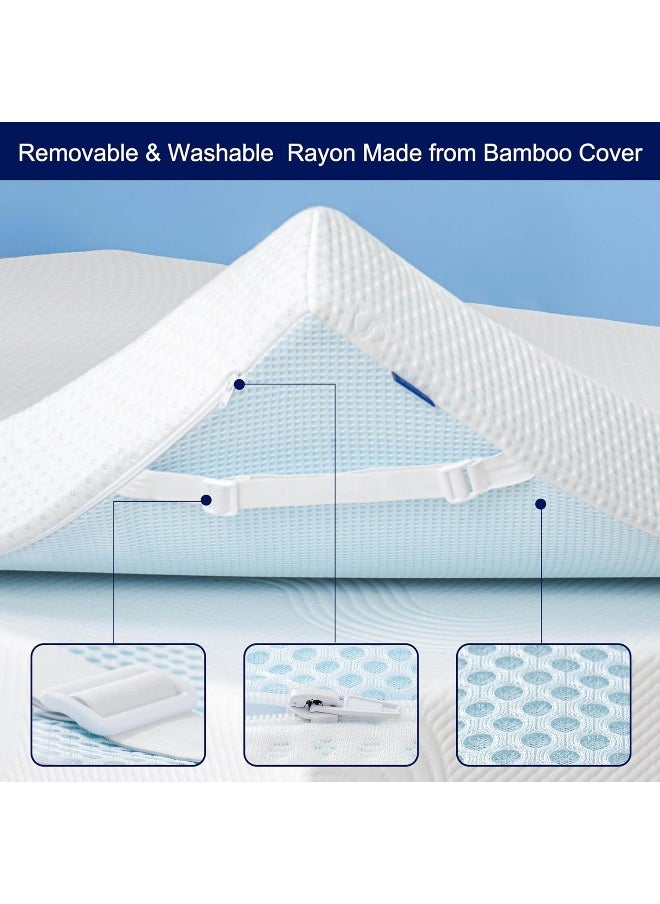 subrtex Inch Inch Bedding Topper Cover Removable Cool Mattress Protectors Washable with Adjustable Straps Anti-Slipping Meshing Backing Bamboo Fabric with Zipper Queen MTC440