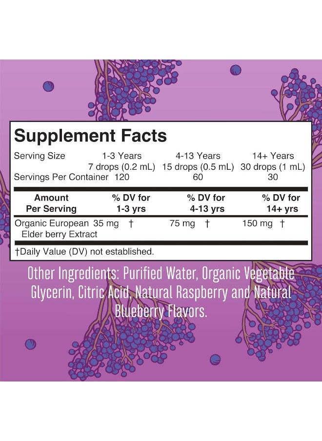 Organic Elderberry Syrup Black Sambucus Liquid Drops By For Immune Support