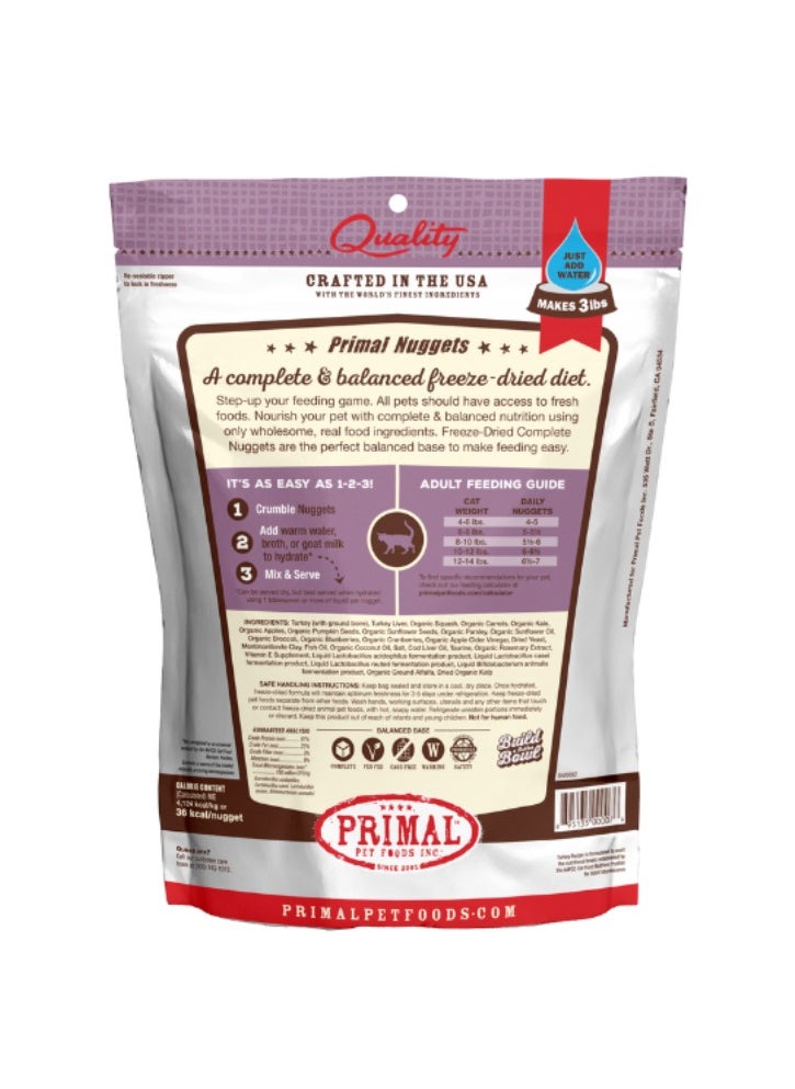 Freeze Dried Cat Nuggets Turkey Complete And Balanced Meal 156grams
