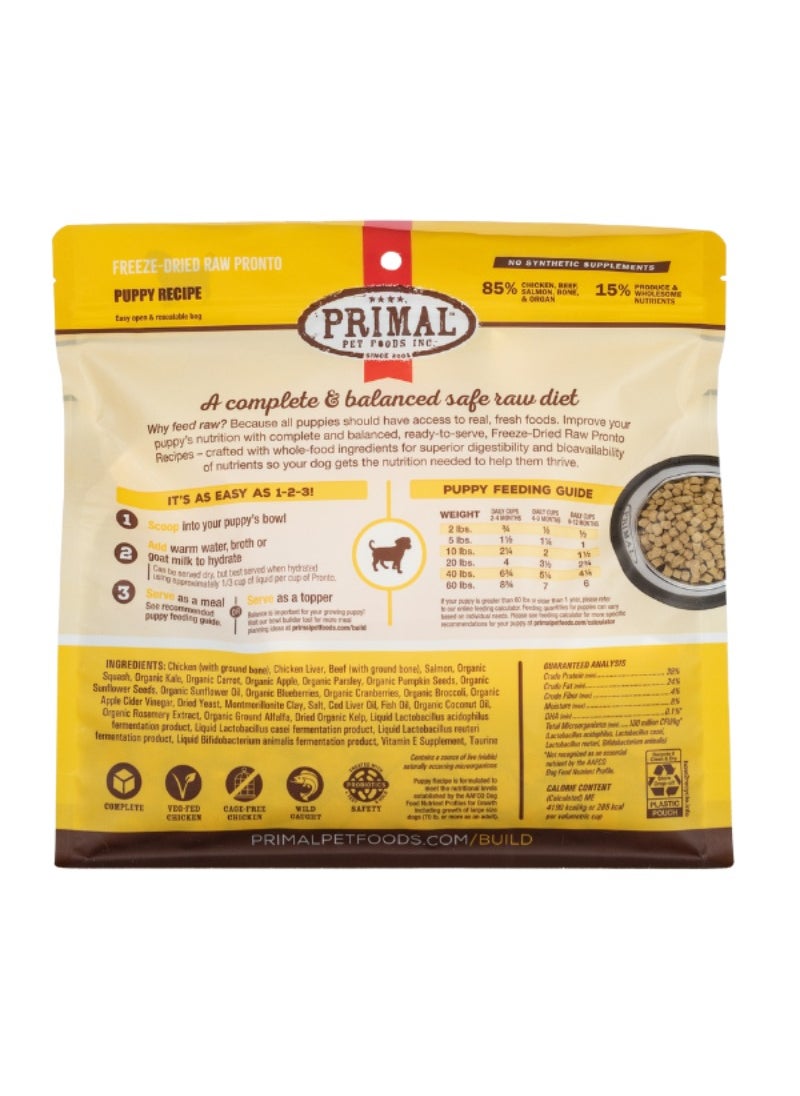 Canine Chicken-Salmon Puppy Pronto Grain Free Freeze Dried Raw Dog Food 198g