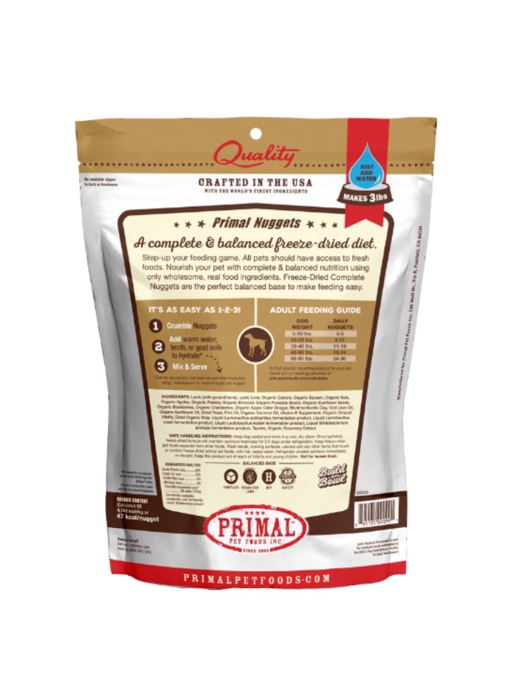 Freeze Dried Dog Nuggets Lamb Complete And Balanced Meal 156grams