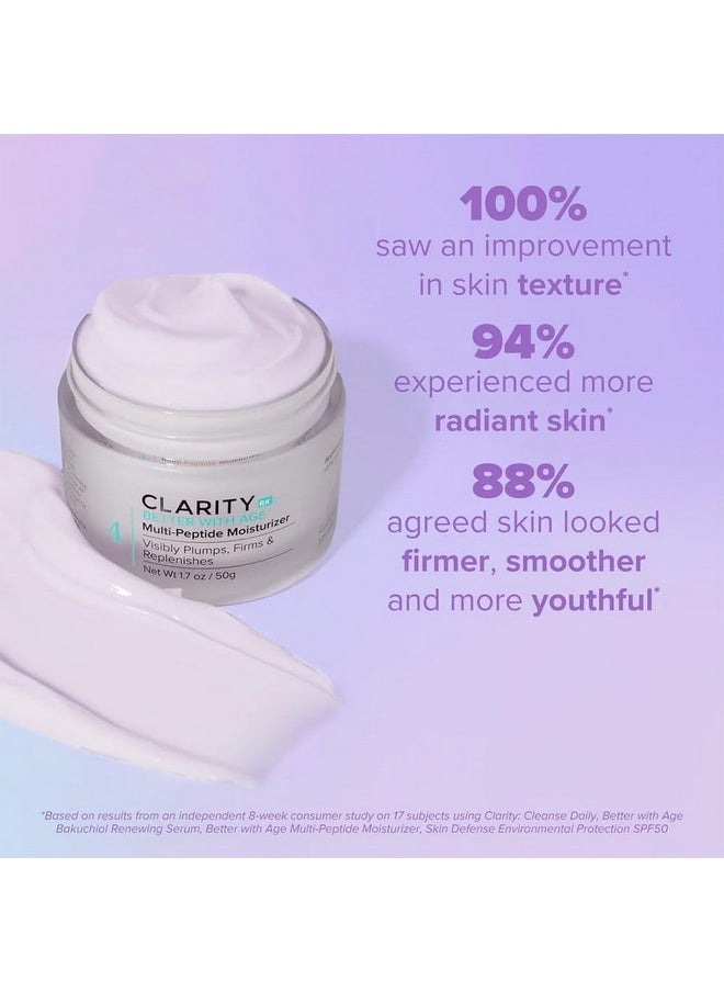 ClarityRx Better With Age Multi-Peptide Anti-Aging Facial Moisturizer, Natural Lifting & Tightening Face Cream, Plant Based, Cruelty Free, Paraben Free (1.7 oz)