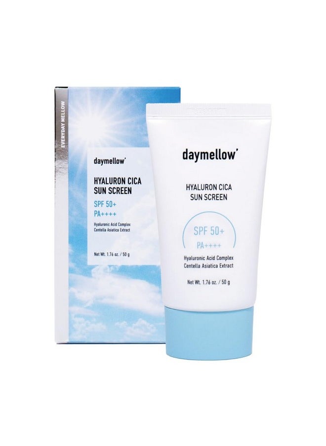 daymellow Hyaluron Cica Sunscreen 1.76fl.oz/50ml, with Broad Spectrum SPF50+ PA++++, Face Sunscreen, Centella, Niacinamide, No White Cast, for All Skin Types, UVA & UVB Protection, Korean Skincare