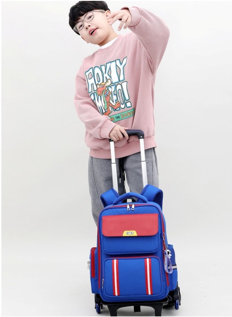 2-Wheel Kids Trolley Backpack Stylish & Durable Blue / Red School Bag