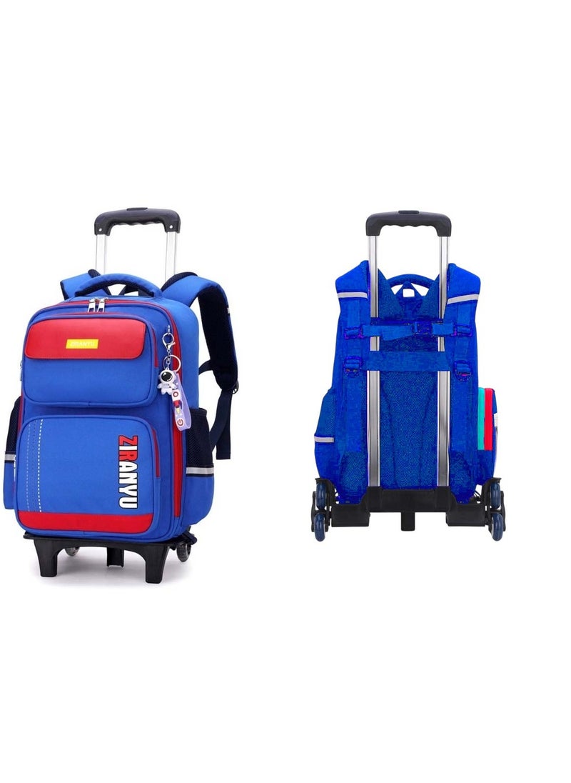 2-Wheel Kids Trolley Backpack Stylish & Durable Blue / Red School Bag