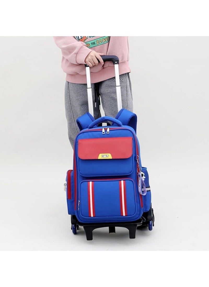 2-Wheel Kids Trolley Backpack Stylish & Durable Blue / Red School Bag
