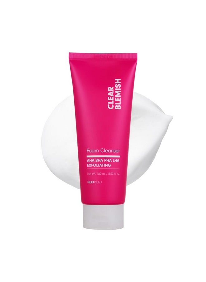 NEXTBEAU Clear Blemish Foam Cleanser 5.07 fl. oz. Moisturizing Foaming Facial Cleanser, Face Wash, Skin Cleanser for All Skin Types Korean Skincare