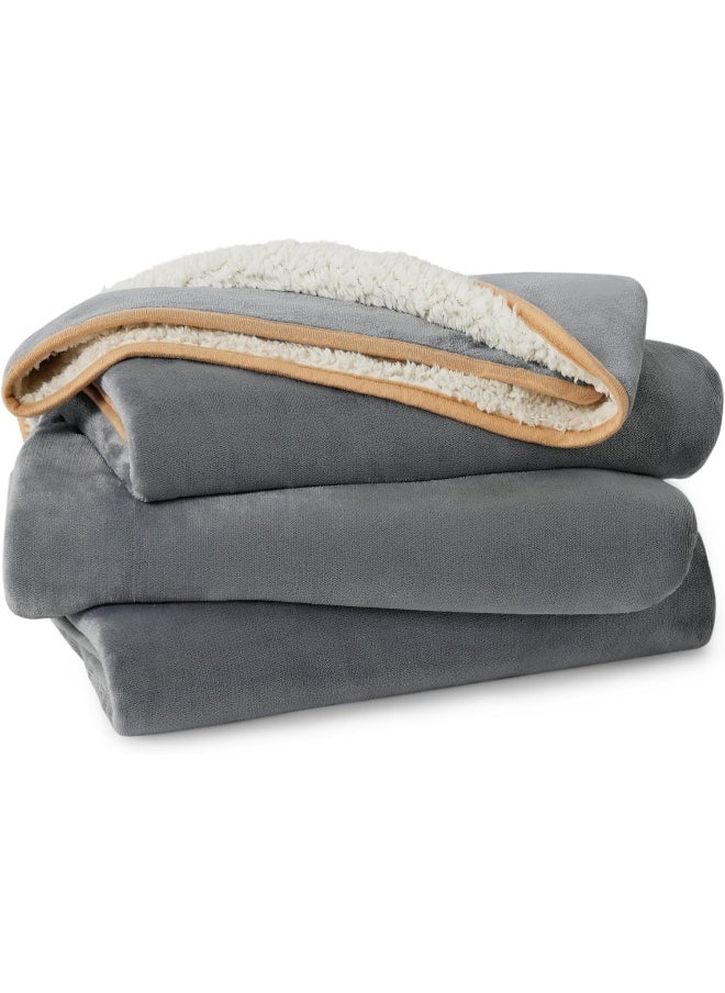 Bedsure Waterproof Blanket for Bed - Sherpa Fleece Waterproof Dog Blankets for Large Dogs, Pet Blankets for Bed/Couch/Dog Crate, Soft Plush Reversible Furniture Protector, King Size, 108