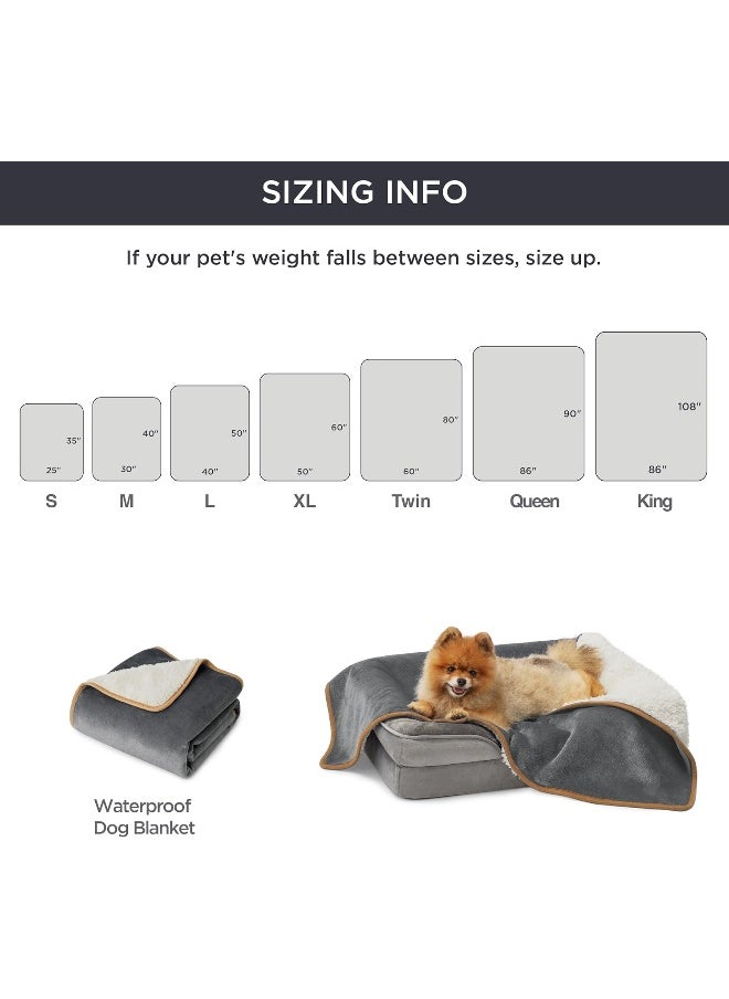 Bedsure Waterproof Blanket for Bed - Sherpa Fleece Waterproof Dog Blankets for Large Dogs, Pet Blankets for Bed/Couch/Dog Crate, Soft Plush Reversible Furniture Protector, King Size, 108