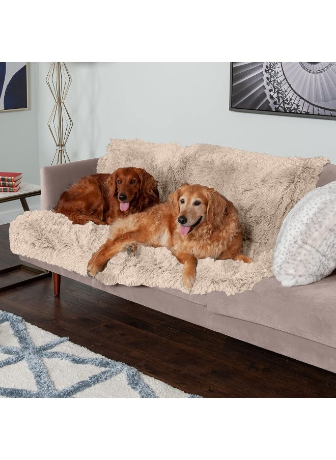 Furhaven Waterproof Throw Blanket for Dogs & Indoor Cats, Washable - Shaggy Plush Calming Long Faux Fur & Velvet Dog Blanket