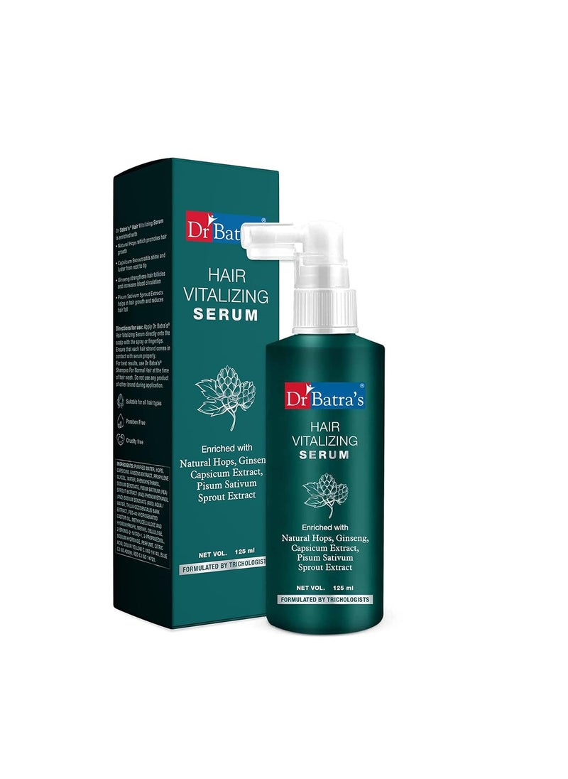 Dr Batra's Hair Vitalizing Serum Enriched with essential vitamins Ginseng Capsicum Reduces Irritability Healthy scalp Radiant look Safe Tricologists recommended 125ml