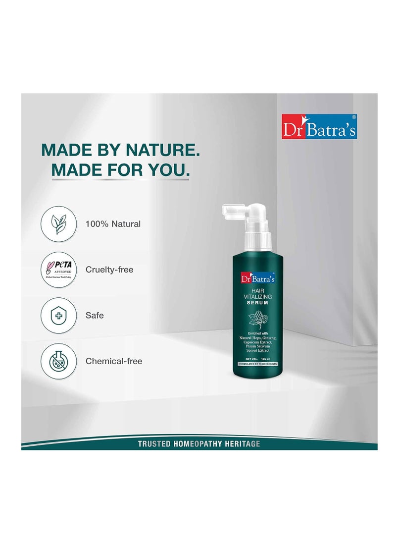 Dr Batra's Hair Vitalizing Serum Enriched with essential vitamins Ginseng Capsicum Reduces Irritability Healthy scalp Radiant look Safe Tricologists recommended 125ml