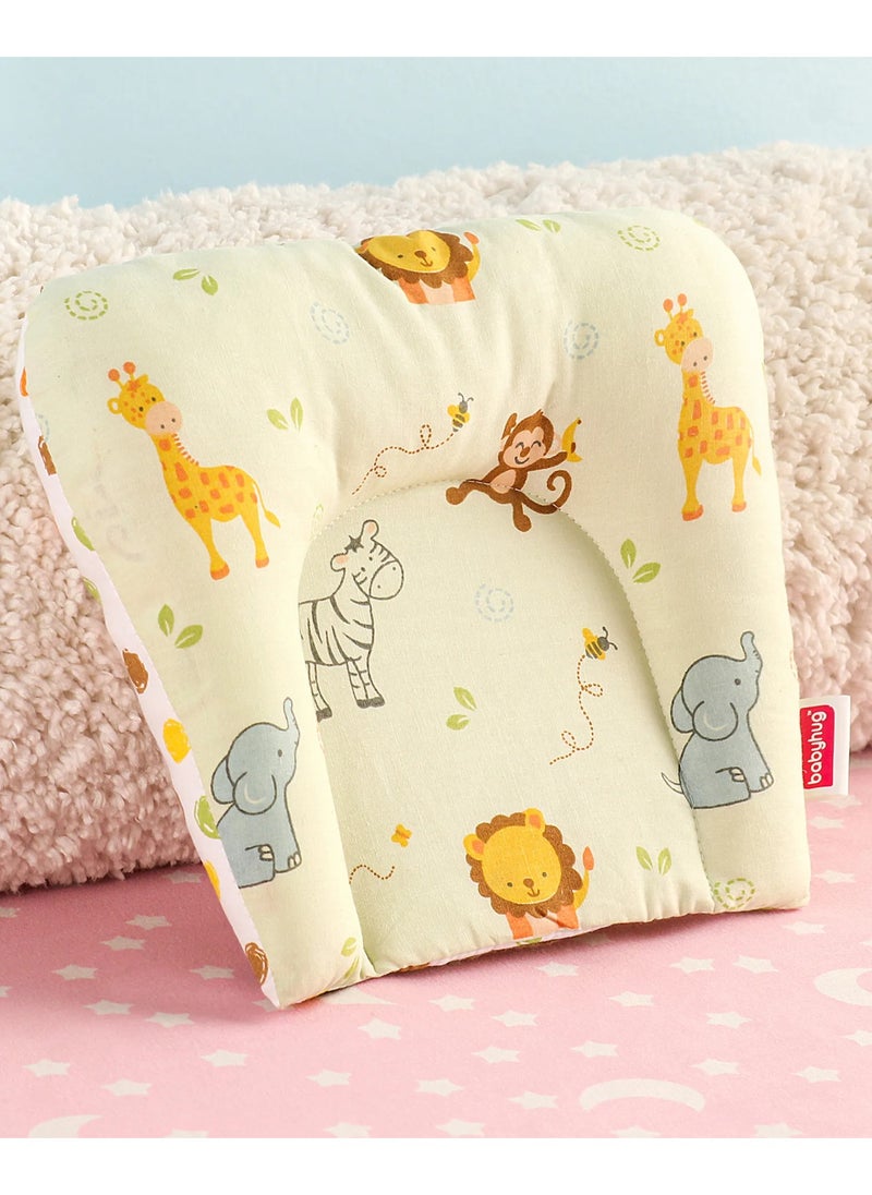 Babyhug U-Shaped Pillow for Babies 0-6 Months - Multicolor Animal Print, Cotton, Prevents Flat Head Syndrome, Supportive Sleeping Aid, Durable