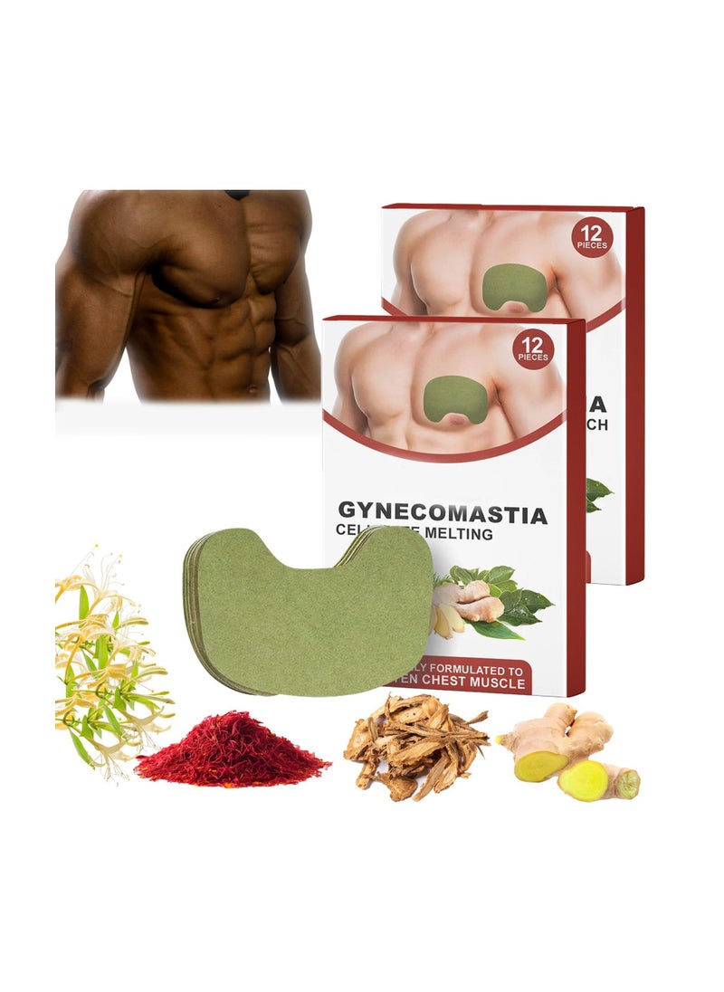 Turmericmax Gynecomastia Chest Compression Patch, Men's Gynecomastia Firming Ginger Patch,  Tightening Chest Muscles with Natural Ingredients, Shrinks Men Chest Tightening Ginger Patch (2 Set)