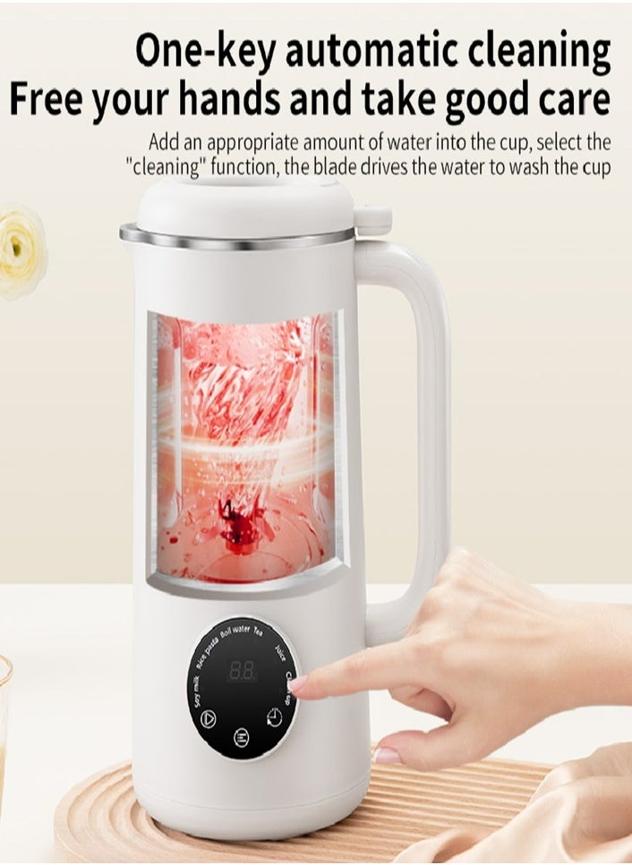 Multi-Funtional Juice Blender & Electric Kettle, 600ml Capacity, Touch Control, 10 Leaf Steel Knife, 4 Blending Modes, 600W Motor, MB601-WHITE